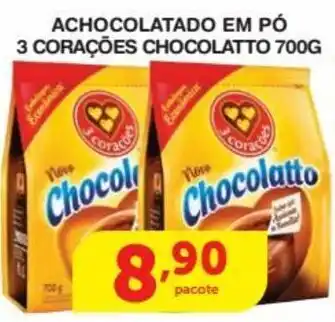Roldão Achocolatado em po 3 Coracoes Chocolate 700g oferta