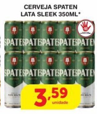 Roldão Cerveja Spaten lata Sleek 350ml oferta