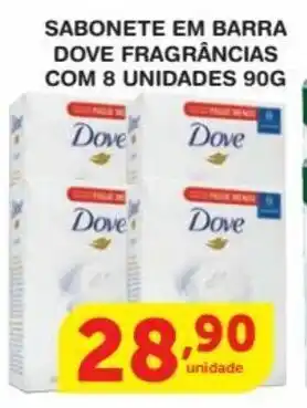 Sabonete em Barra Dove frag. com 8 unidades 90g