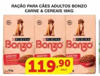 Roldão Racao para caes Adultos Bonzo Carne & Cereais 18kg oferta