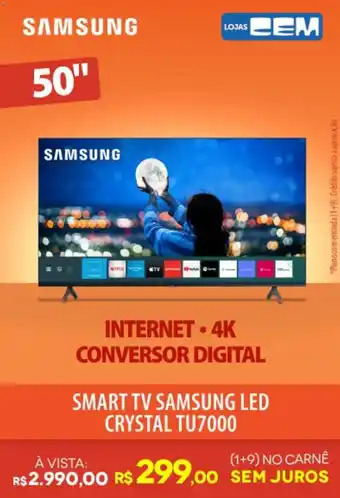 Lojas Cem Smart TV Samsung LED Crystal TU7000 50" oferta