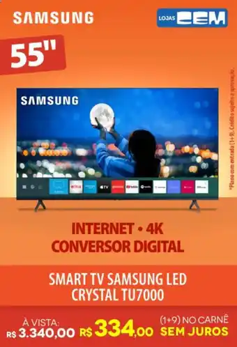Lojas Cem Smart TV Samsung LED Crystal TU7000 55" oferta
