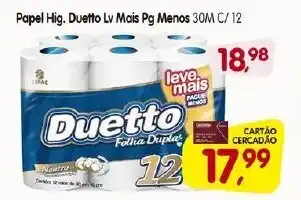 Cercadão Papel Hig. Duetto Lv Mais Pg Menos 30m c/12 oferta