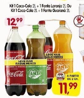 Cercadão Kit 1 Coca Cola 2L + 1 Fanta Laranja 2L ou Kit 1 Coca Cola 2L + 1 Fanta Guarana 2L oferta
