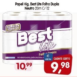 Cercadão Papel Hig. Best lite Folha Dupla Neutro 20m c/12 oferta