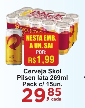 Rossi Supermercado Cerveja Skol Pilsen lata 269ml pack c/15un oferta