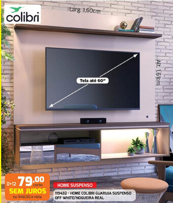 Home Colibri Guaruja Suspenso Off White/ Nogueira Real 60"