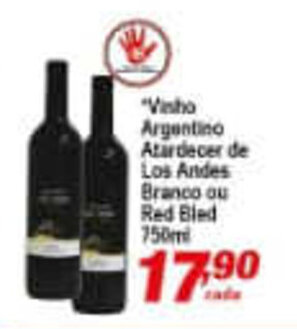 Vinho Argentino Atardecer De Los Andes Branco ou Red Blend 750ml