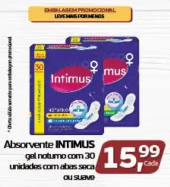 Cometa Supermercados Absorvente Intimus Gel Noturno com 30 unidades oferta