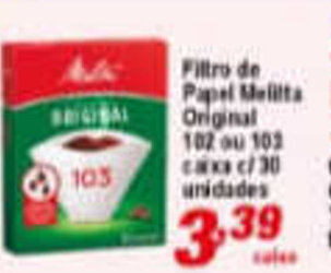 Ricoy Supermercados Filtro de papel Melitta Original 102 ou 103 caixa c/30 unidades oferta