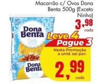 Barbosa Supermercados Macarrao c/ Ovos Dona Benta 500g oferta