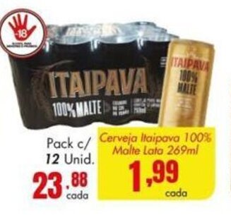 Barbosa Supermercados Cerveja Itaipava 100% Malte lata 269ml oferta