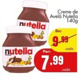 Barbosa Supermercados Creme de avela Nutella 140g oferta