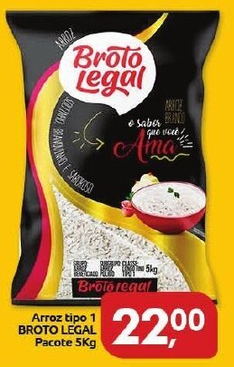 Supermercados Nori Arroz Tipo 1 Broto Legal pacote 5kg oferta