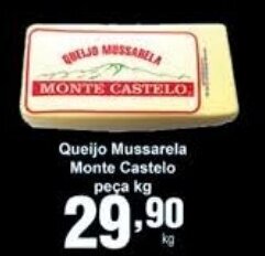 Rossi Supermercado Queijo Mussarela Monte Castelo Peca 1kg oferta