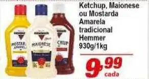 Ketchup Maionese Ou Mostarda Amarela Tradicional Hemmer 930g/1kg