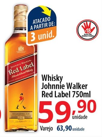 Akki Atacadista Whisky Johnnie Walker Red Label 750ml oferta