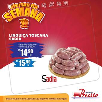 Supermercado Precito Linguiça Toscana Sadia oferta