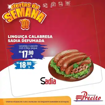 Supermercado Precito Linguiça Calabresa Sadia Defumada oferta
