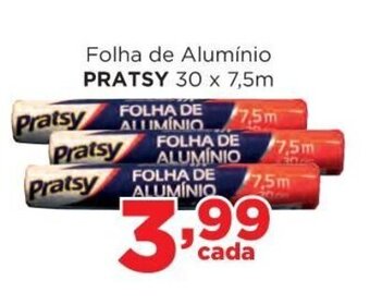 Supermercados Mundial Folha de Aluminio Pratsy 30cm x 7.5m oferta