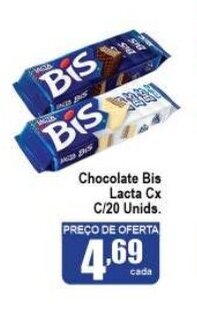 Higa's Supermercado Chocolate Bis Lacta cx c/20 Unids. oferta