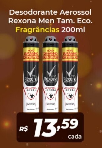 Atakarejo Desodorante Aerossol Rexona Men Tam. Eco. Fragrancias 200ml oferta