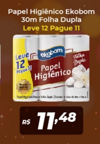 Atakarejo Papel Higiénico Ekobom 30m Folha Dupla Leve 12 Pague 11 oferta