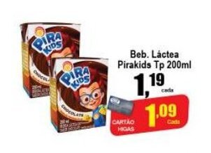 Higa's Supermercado Beb. Lactea Pirakids tp 200ml oferta