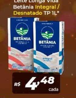 Atakarejo Leite Longa Vida Betânia Integral Desnatado Tp oferta