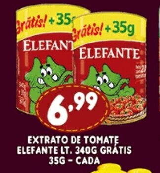 Supermercados Cristal Extrato de Tomate Elefante lt 340g gratis 35g cada oferta
