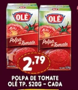 Supermercados Cristal Polpa de Tomate Ole Tp 520g - cada oferta