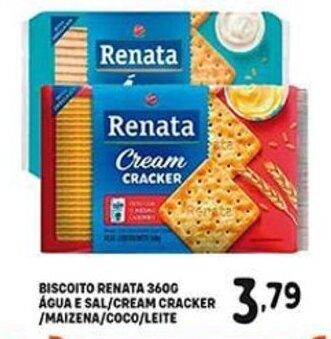 Bom Dia Biscoito Renata 360g Agua e Sal Cream Cracker, Maizena, Coco E Leite oferta