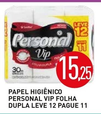 Calvo Atacadista Papel Higiénico Personal Vip Folha Dupla Leve 12 pague 11 oferta