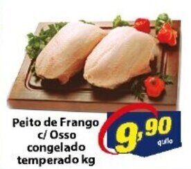 Vencedor Atacadista Peite de frango c/ osso congelado temperado 1kg oferta