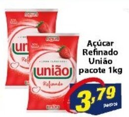 Acucar refinado Uniao pacote 1kg