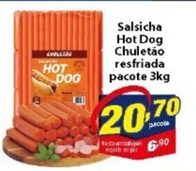 Vencedor Atacadista Salsicha Hot Dog Chuletao resfriada pacote 3kg oferta
