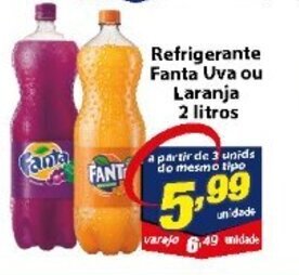 Vencedor Atacadista Refrigerante Fanta Uva ou Laranja 2L oferta