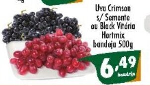 Uva Crimson s/ Semente ou Black Vitoria Hortmix bandeja 500g