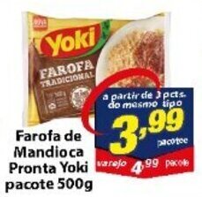 Vencedor Atacadista Farofa de Mandioca Pronta Yoki pacote 500g oferta