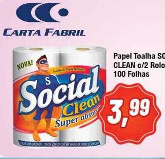 Rede Economia Papel Toalha Social Clean C-2 Rolos 100 Folhas oferta