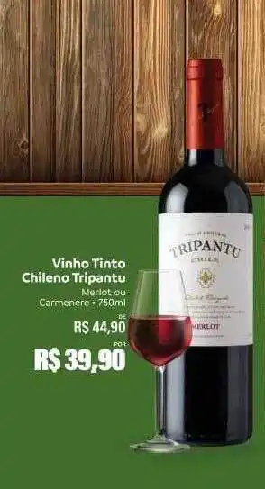 Hiperideal Supermercados Vinho Tinto Chileno Tripantu Merlot Ou Carmenere oferta
