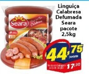 Linguica Calabresa Defumada Seara pacote 2.5kg
