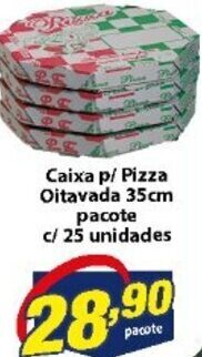 Vencedor Atacadista Caixa p/ Pizza Oitavada 35cm pacote c/25 unidades oferta