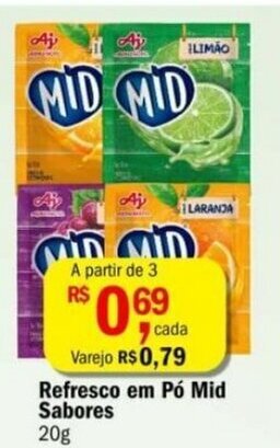 Refresco em po Mid Sabores 20g