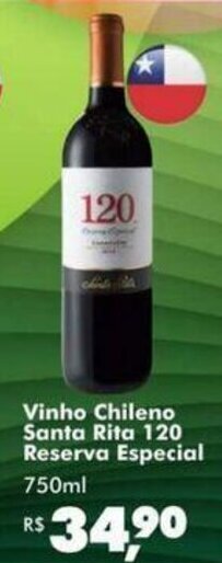 Big Box Vinho Chileno Santa Rita 120 reserva especial 750ml oferta