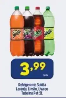 Arena Atacado Refrigerante Sukita Laranja Limao, Uva ou Tubaina pet 2L oferta
