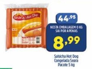 Arena Atacado Salsicha hot dog Congelada Seara pacote 1kg oferta
