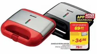 GBarbosa Sanduicheira amvox ams 500 preta/vermelha 110 v/220 v oferta