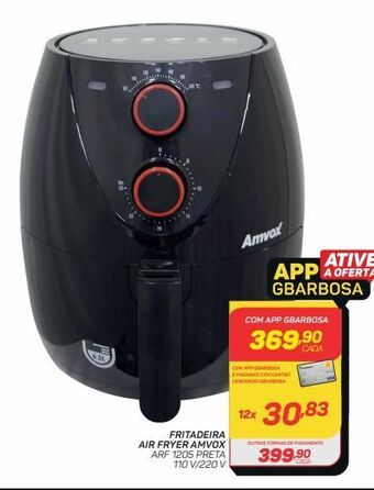 GBarbosa Fritadeira air fryer amvox arf 1205 preta 110 v/220 v oferta