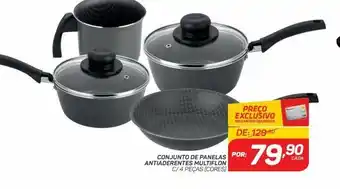 GBarbosa Conjunto de panelas antiaderentes multiflon c/ 4 peças (cores oferta